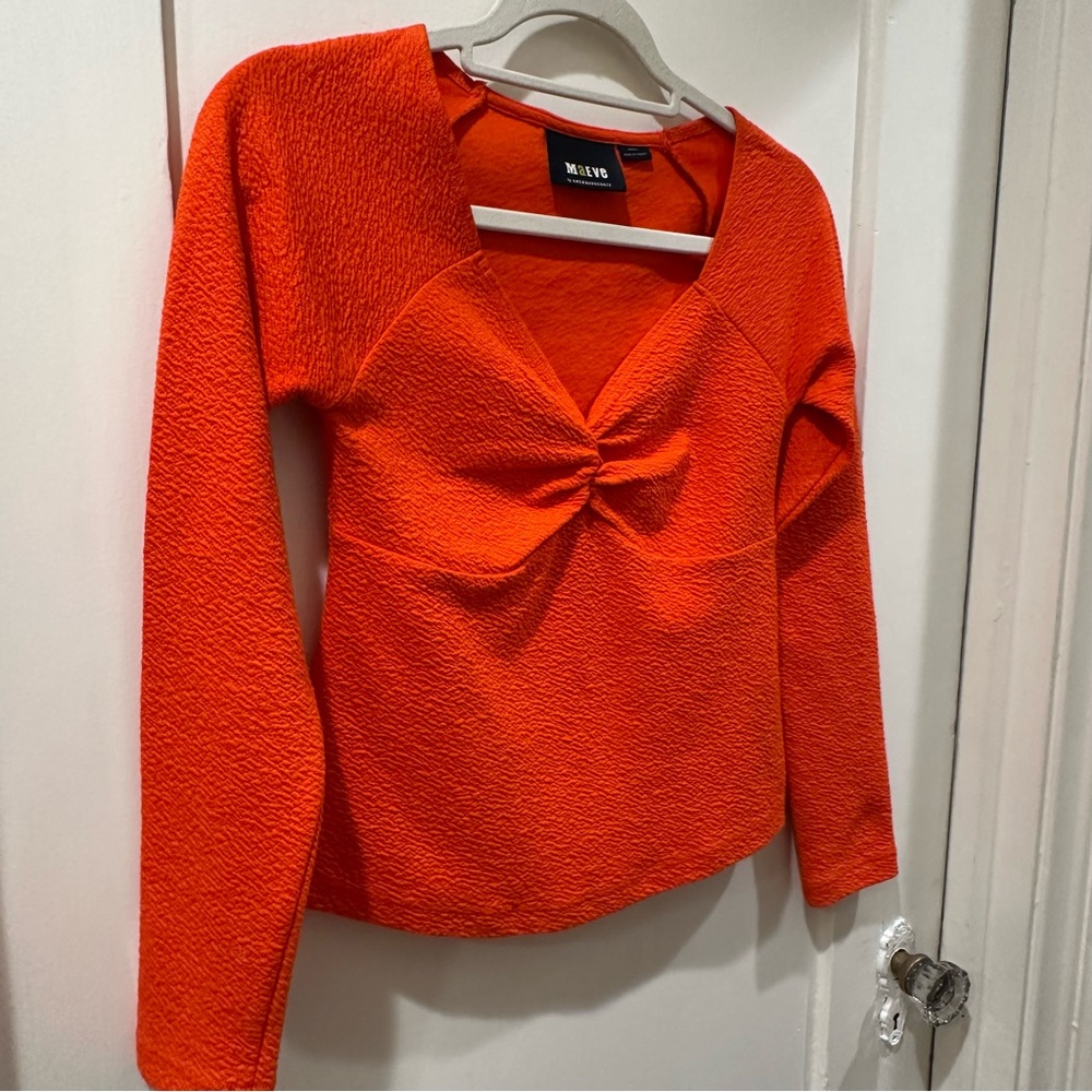 Anthropologie Vibrant Orange Twist Front Blouse